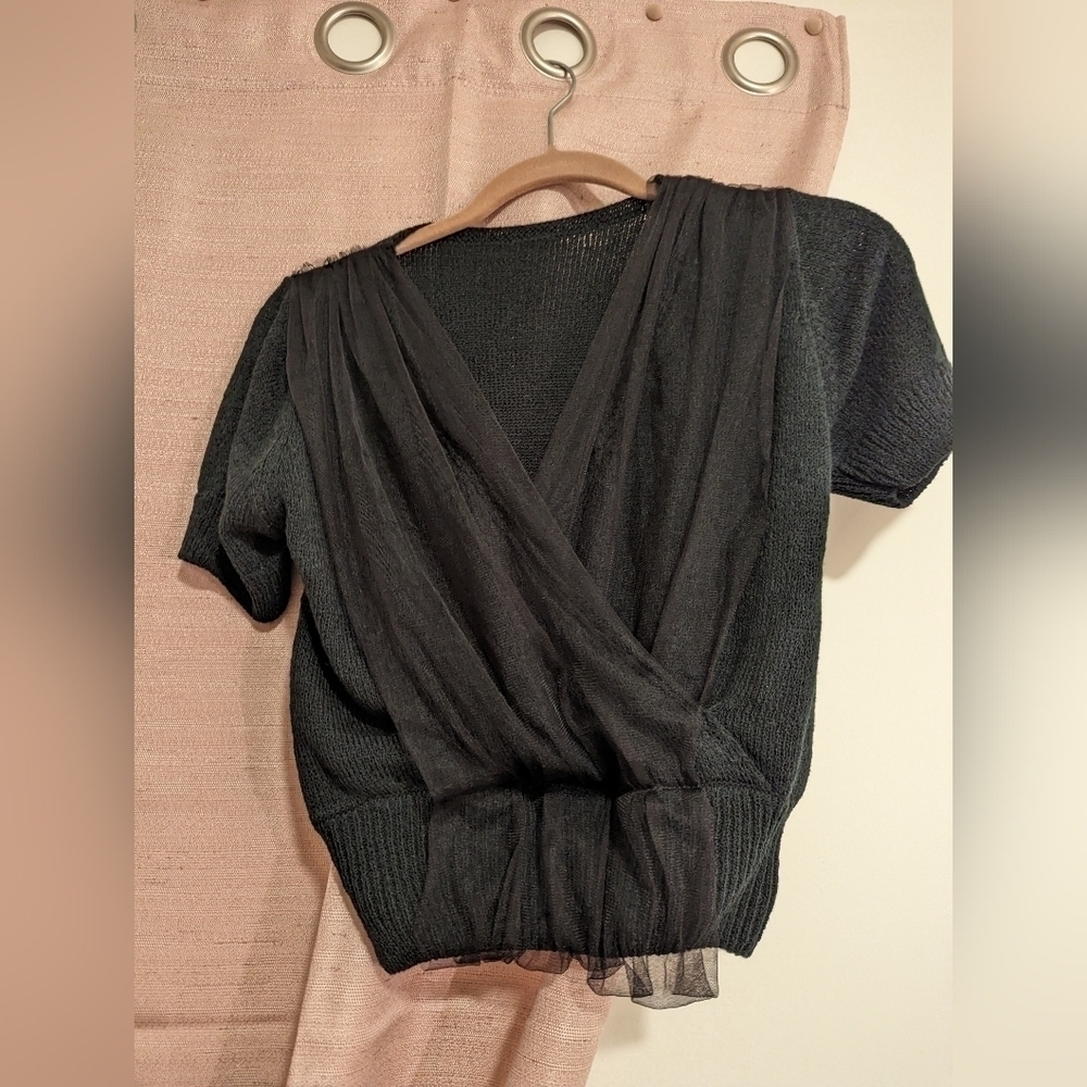 Chicwish Black‎ micro sweater with tulle